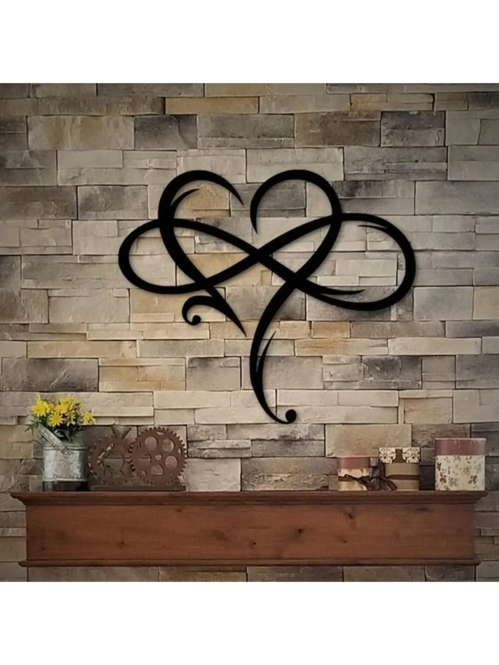 Unique Infinity Heart Metal Wall Art Decor - Love Sign for Home & Wedding